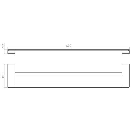 полотенцедержатель wonzon & woghand eclipse ww-9111-bl 60 см, двойной, черный матовый