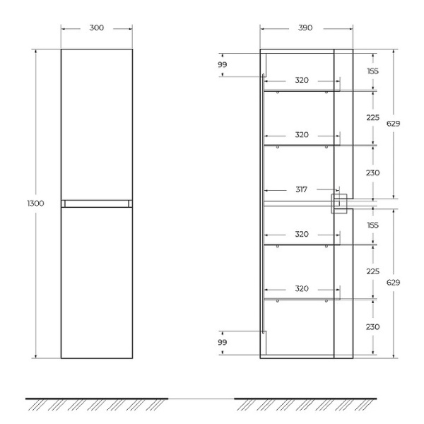 шкаф пенал cezares vague 30 54850 подвесной rovere sbiancato