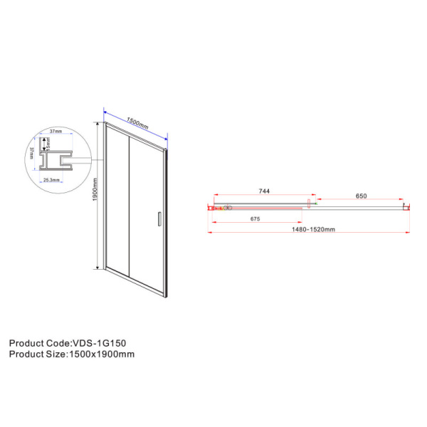 душевая дверь 150 см vincea garda vds-1g150cl прозрачное