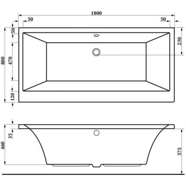 акриловая ванна 180x80 см berges tari 052029
