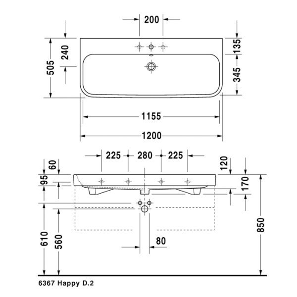 раковина полувстраиваемая duravit happy d.2 2318120025