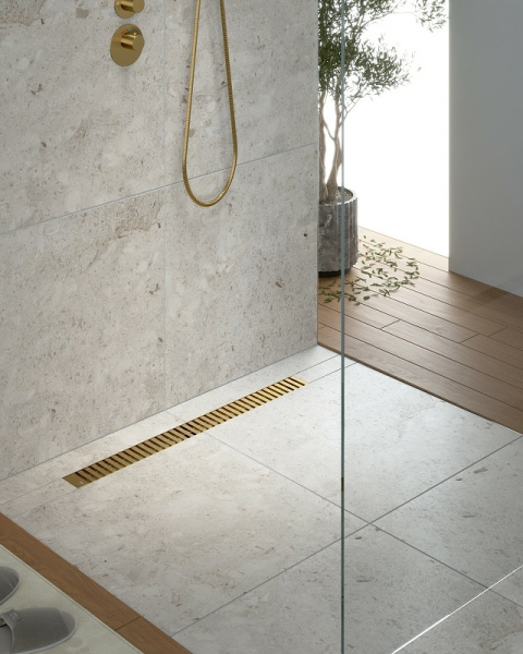 душевой лоток timo drain system 90 ds230109/17 с решеткой золото матовое