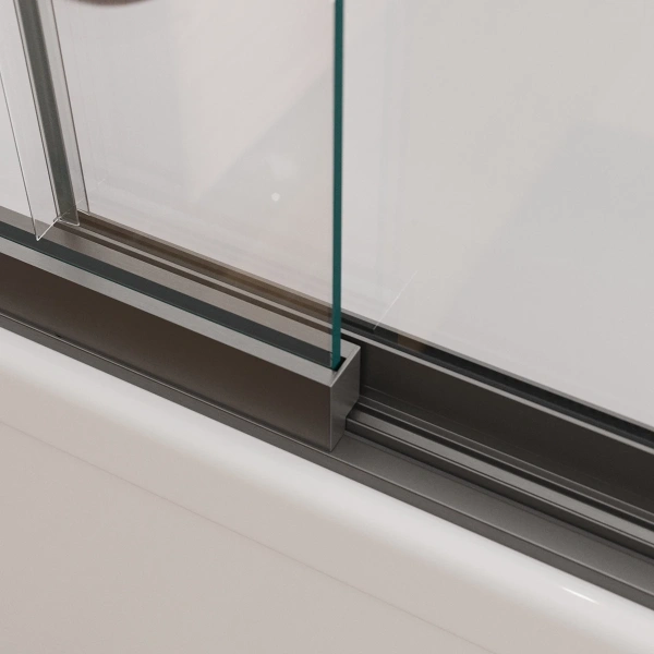 шторка на ванну cezares slider slider-fix-vf-11-90/150-c-gm 90 см, профиль оружейная сталь матовый, стекло прозрачное