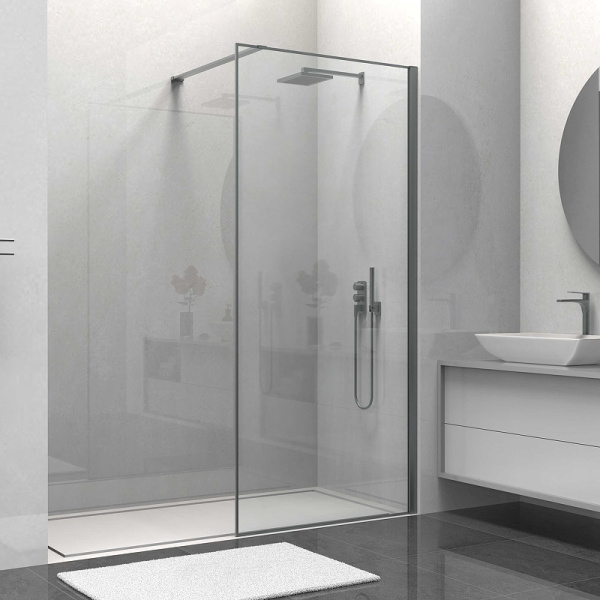 душевая перегородка vincea walk-in 80 vsw-1hs800clgm профиль вороненая сталь, стекло прозрачное