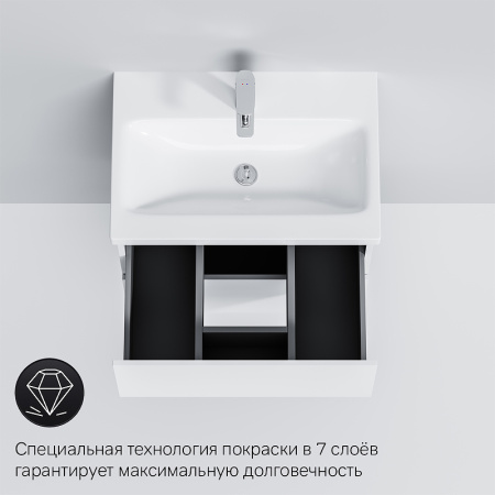 тумба под раковину am.pm gem 60 белый глянец подвесная с 2 ящиками m90fhx06022wg,