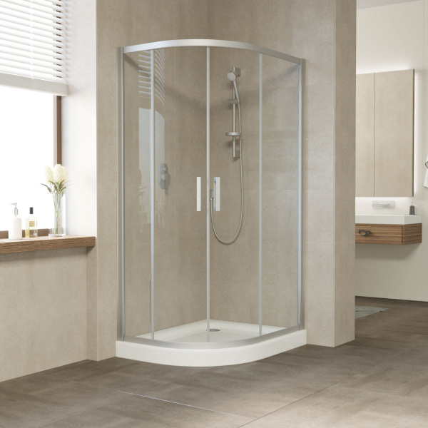 душевой уголок vegas glass zs-f 100*90 07 01 профиль матовый хром, стекло прозрачное