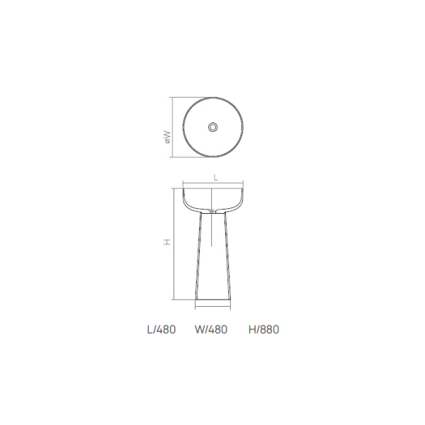 раковина dea design pedestal basin dd2027 480 r3 напольная, без отв., glasstech, прозрачная смола, ø48х88см., emerald r3
