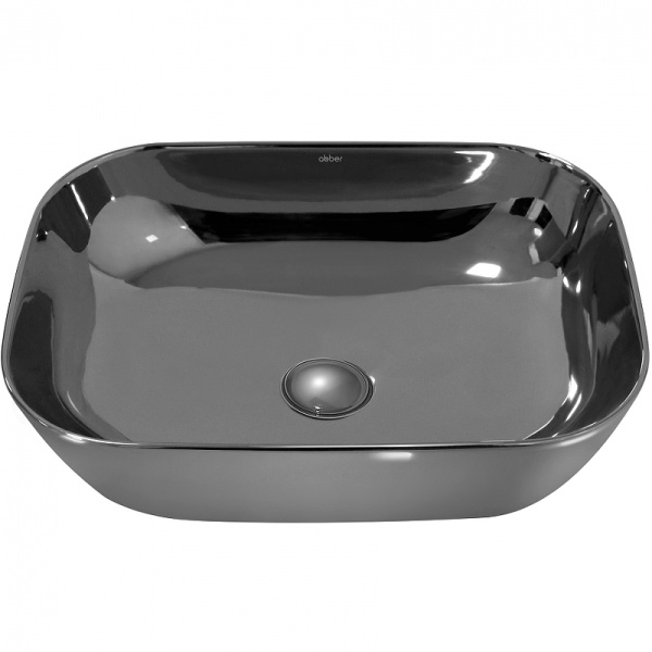 раковина 46x32.5 см abber rechteck ac2200gs, цвет серебро