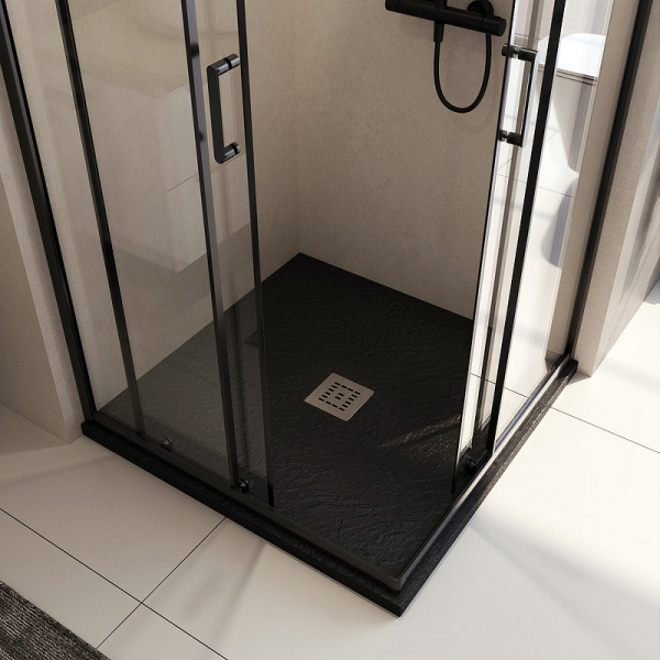 душевой поддон из искусственного камня belbagno uno 90x90 tray-mr-uno-a-90-35-nero-cr черный матовый