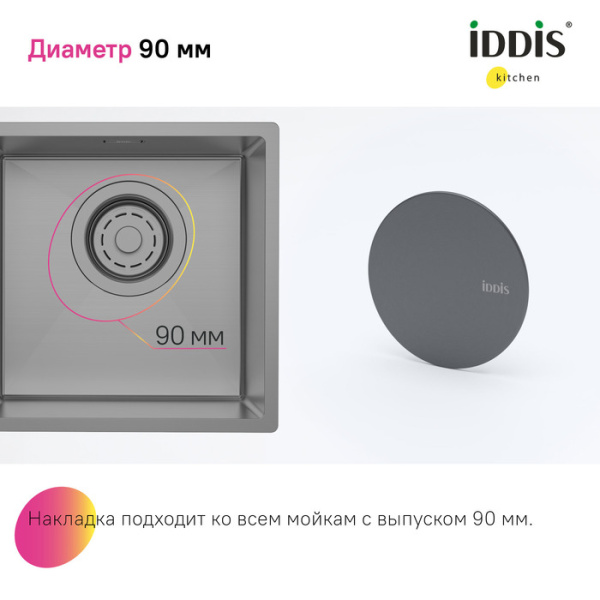 декоративная накладка iddis kitchen line capgm00i59 , нерж. сталь, графит