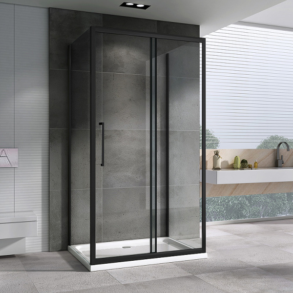 душевой уголок abber schwarzer diamant 120x50 ag30120bхh-s50b-s50b профиль черный, стекло прозрачное