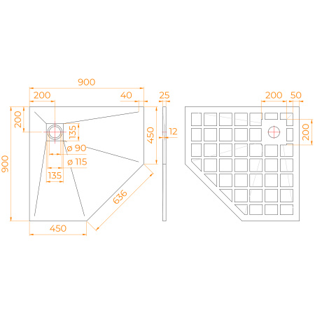 душевой поддон трапеция stone tray-g