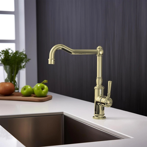 смеситель для кухни aquatek классик aq1580pg, цвет полированное золото.