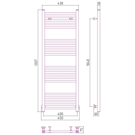 полотенцесушитель водяной 1200x400 темный титан муар сунержа модус 15-0250-1240