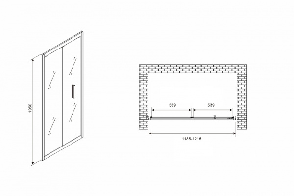 душевая дверь abber sonnenstrand 120 ag07120 профиль хром, стекло прозрачное