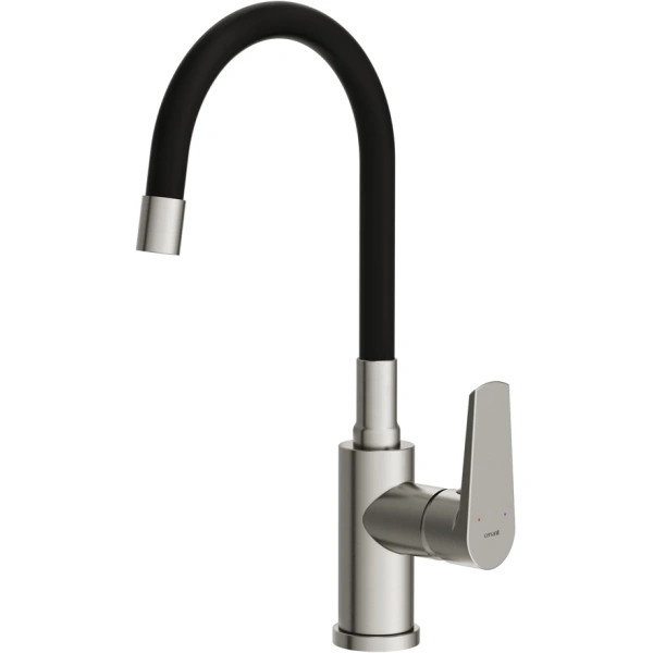 смеситель для кухни cersanit moduo a68231 с гибким изливом, сатин/черный смеситель для кухни cersanit moduo a68231 с гибким изливом, сатин/черный