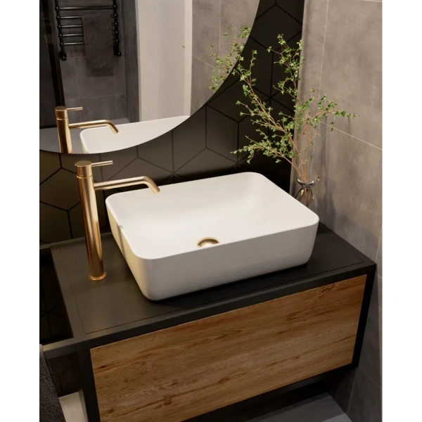 смеситель для раковины aquame siena aqm6214gg без донного клапана, золотой