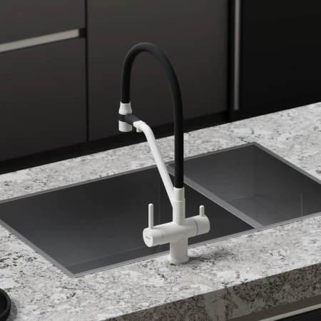 смеситель для кухни sancos dora sc4003gr белый гранит черный