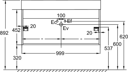 тумба под раковину jacob delafon vivienne 100 eb1585-n18-m76 подвесная, цвет насыщенная серая матовая | белый глянец