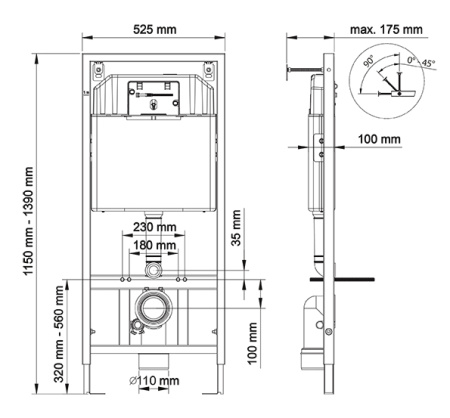 комплект унитаза с инсталляцией berges floe rimless 043230 с сиденьем микролифт и черной клавишей смыва