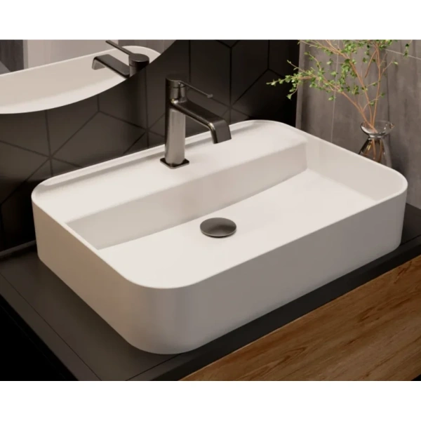 смеситель для раковины aquame asti aqm6410gm без донного клапана, оружейная сталь