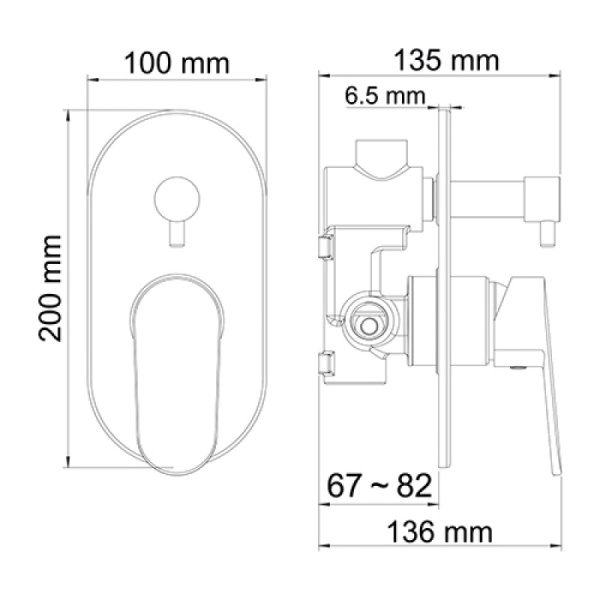 смеситель для душа, wasserkraft donau 5341 цвет хром