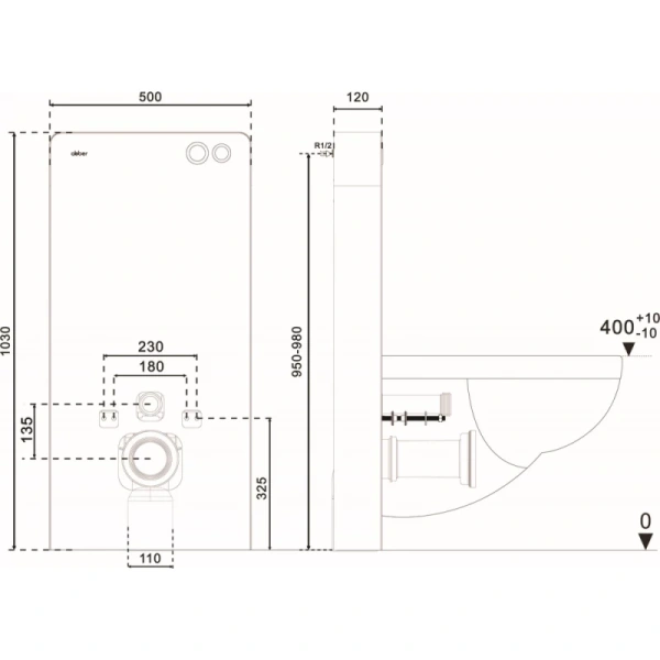 инсталляция для унитаза abber ac0107mb с кнопкой смыва, черный