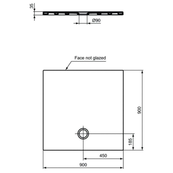 душевой поддон 90×90 см ideal standard t2554yk strada