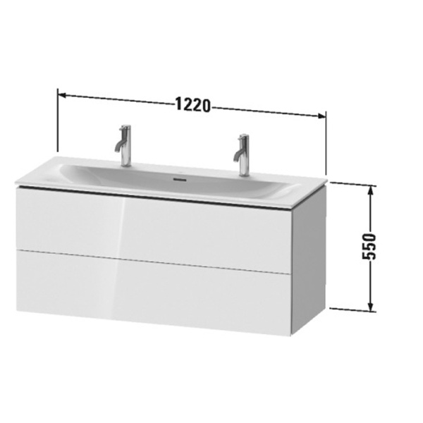 раковина duravit viu 2344120058 подвесная/накладная, с 2 отв. под смес., 123х49 см, белая