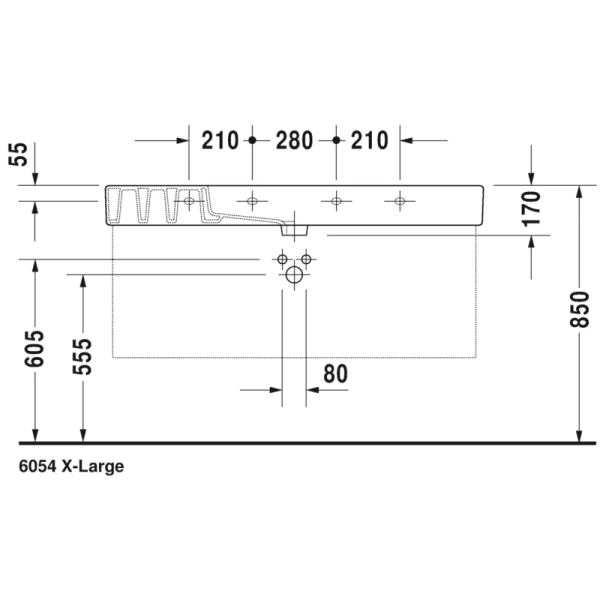 раковина полувстраиваемая 125 см duravit vero 0329120000