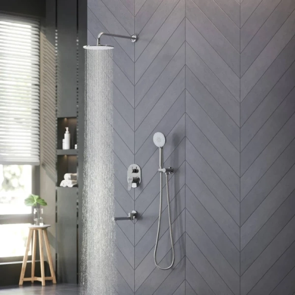 душевой комплект berges nardis 3r 071013 230 мм, со смесителем, хром