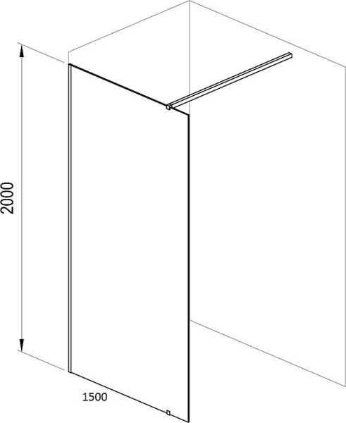 душевая перегородка ravak walk-in wall 150 gw9wp0300z1 профиль черный, стекло прозрачное