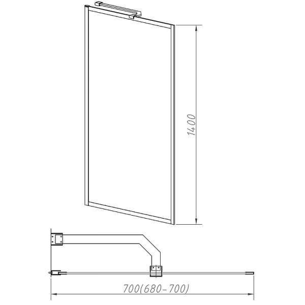 шторка на ванну vincea 70x140 vsb-41700flg профиль брашированное золото, стекло рифленое