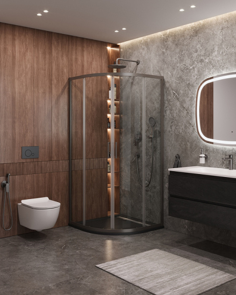 душевой уголок cezares molveno 100x100 molveno-r-2-100-c-gm-iv профиль оружейная сталь стекло прозрачное