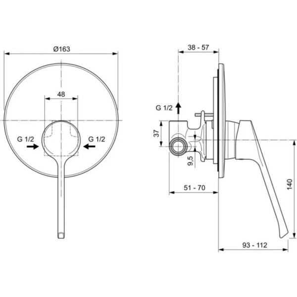 смеситель для душа ideal standard base a6727aa