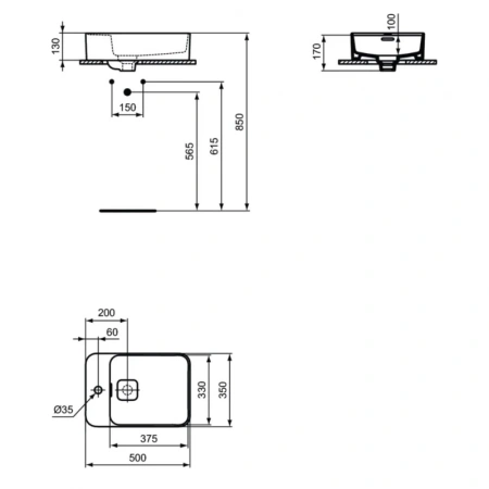 раковина накладная 50 см ideal standard strada ii t296401