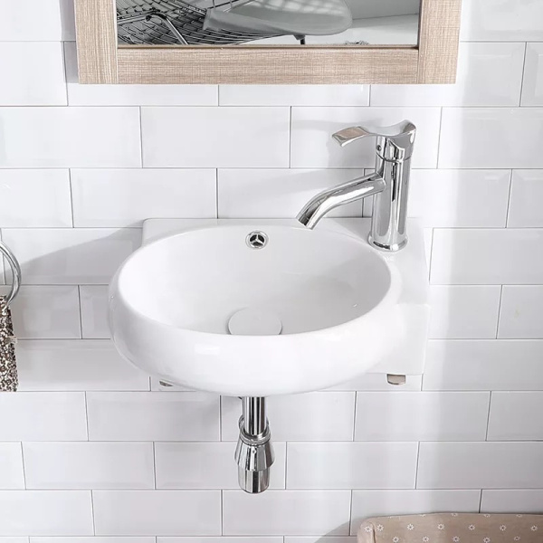 раковина ceramalux 9100l подвесная 43.5x30 см, белая
