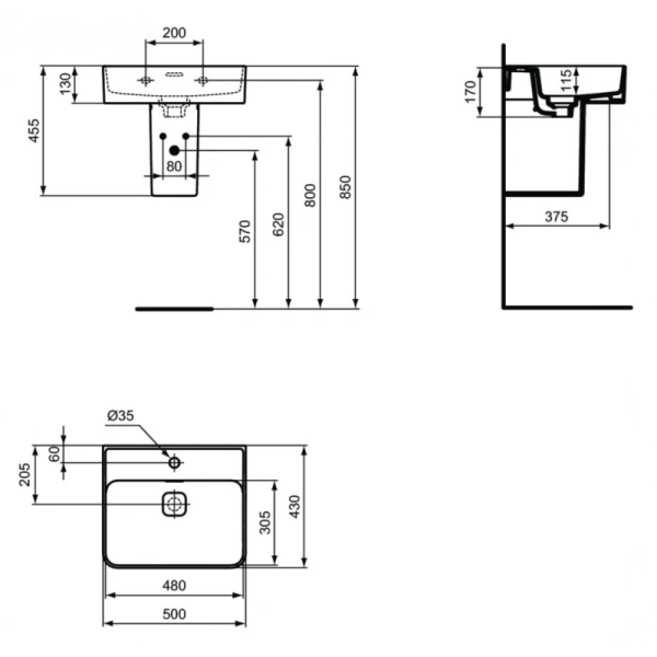 раковина накладная ideal standard strada ii 50см, t292801 евробелая