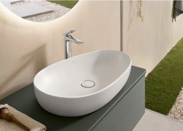 раковина villeroy & boch antao 4a7465rw накладная, 65x40 см, stone white (белый матовый) с покрытием ceramicplus