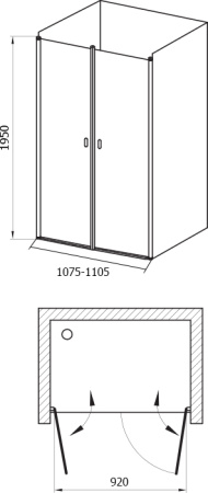 дверь для душевой кабины в нишу ravak chrome csdl2-110 0qvdc10lz1 профиль белый, стекло прозрачное