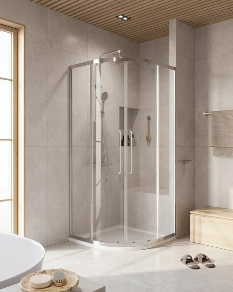 душевой уголок cezares relax-304 90x90 relax-304-r-2-90-c-cr профиль хром глянцевый стекло прозрачное