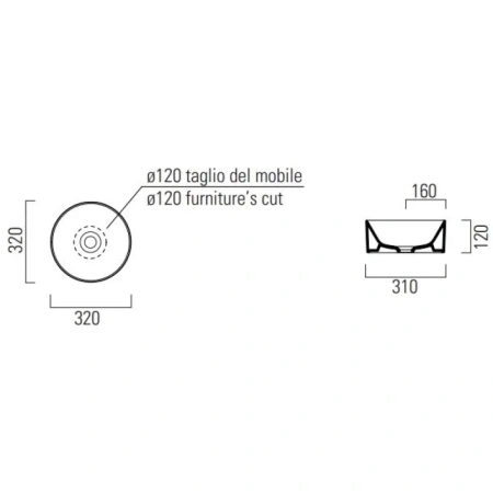 раковина gsi kube x 943515 накладная, ø32 см, ghiaccio opaco (голубой матовый)