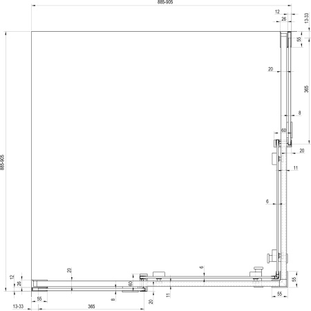 душевой уголок ravak matrix msrv4 90×90 1wv77c00z1 профиль хром, стекло прозрачное