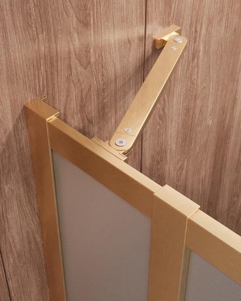 душевой уголок cezares molveno molveno-ah-21-90+20-p-boro 110x90 см, профиль золотой матовый, стекло текстурное