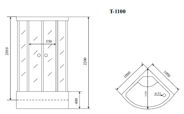 душевая кабина timo standart t-6600bf 100х100