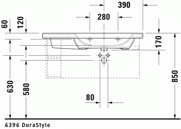 раковина полувстраиваемая duravit durastyle 2326100030