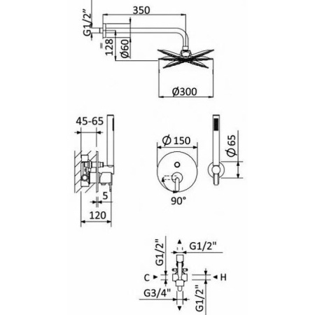 душевая система cezares leaf leaf-dsip-30-l-01 хром