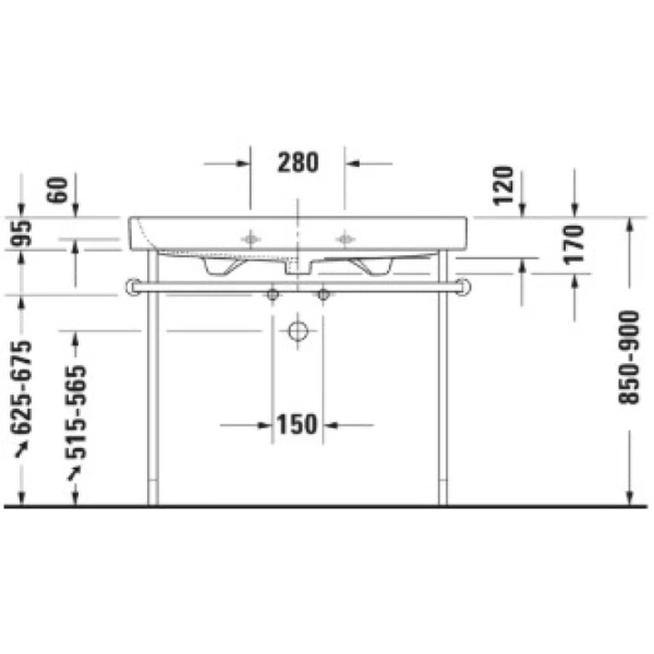 раковина полувстраиваемая 100 см duravit happy d.2 2318100000