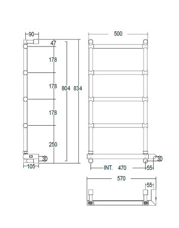 полотенцесушитель электрический margaroli sole 542-5 box 5424705crnb, 83х57 см цвет хром полотенцесушитель электрический margaroli sole 542-5 box 5424705crnb, 83х57 см цвет хром