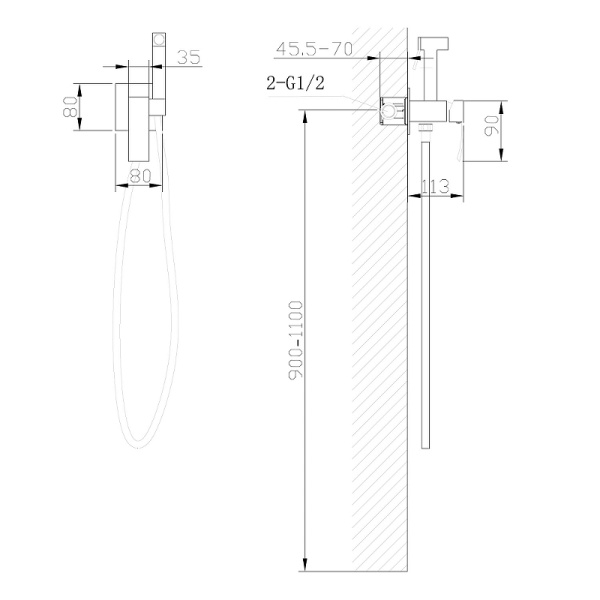 гигиенический душ со смесителем abber wasserfall af8625b черный матовый